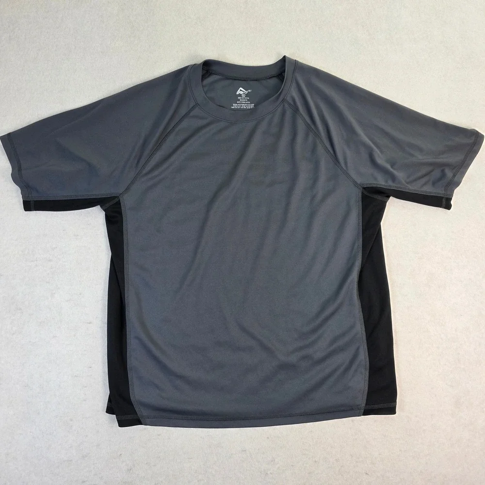 Kanu Surf Mens XL Rash Guard Shirt‎ Gray Excellent Short Sleeve Swim Athletic